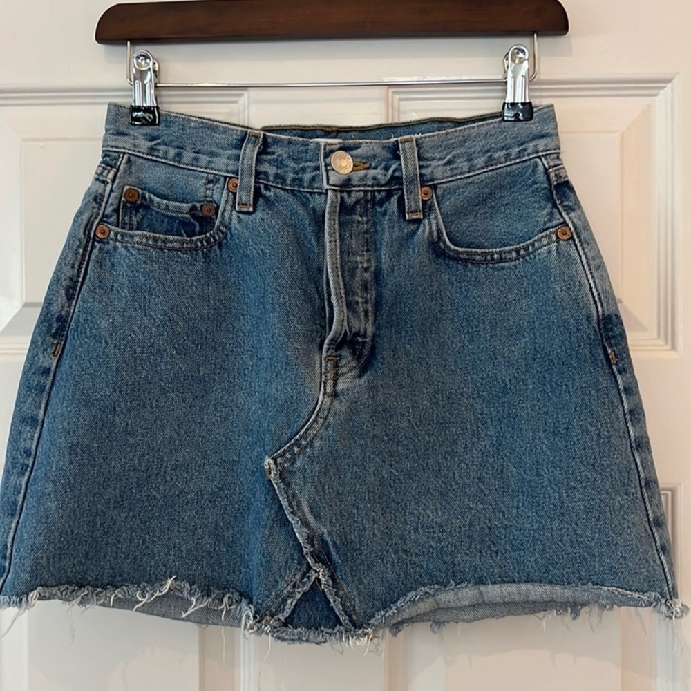 Re/Done High Rise Mini Denim Skirt